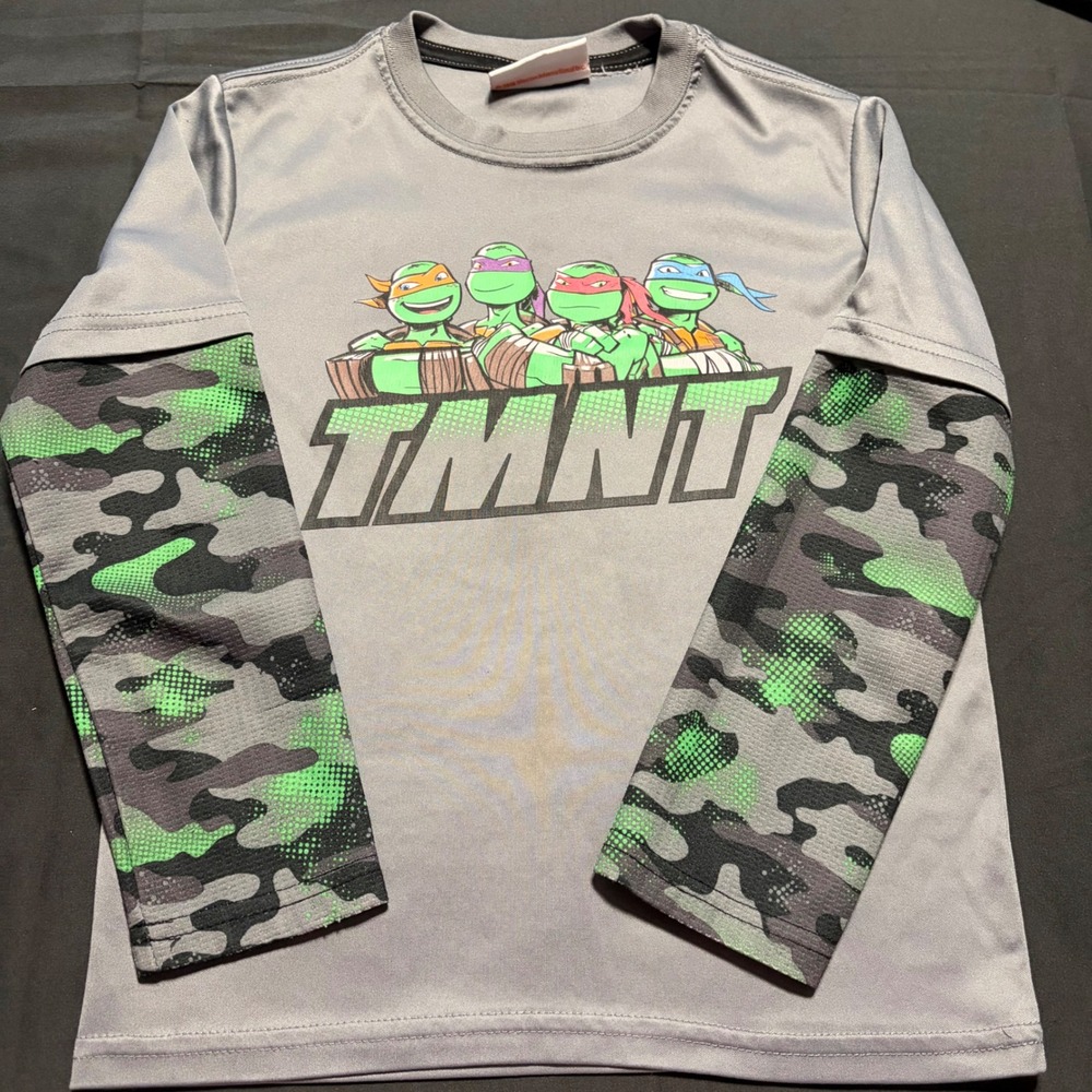 Nickelodeon TMNT‎ Boys Gray Camo Long Sleeve Graphic Shirt Youth S/M